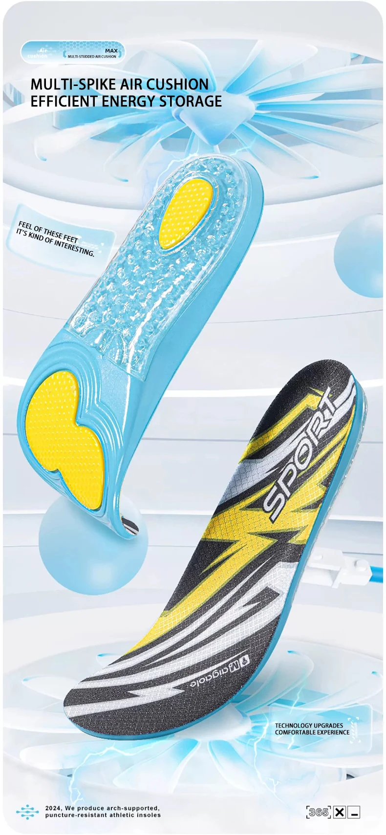 High Elastic Sealed Air Cushion Sports Insoles with Mesh High Elastic Sealed Air Cushion Sports Insoles with Mesh