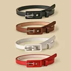 WDD95 Women Fashion Causal Thin Waist Ladies Jeans Square Buckle Leather Belts