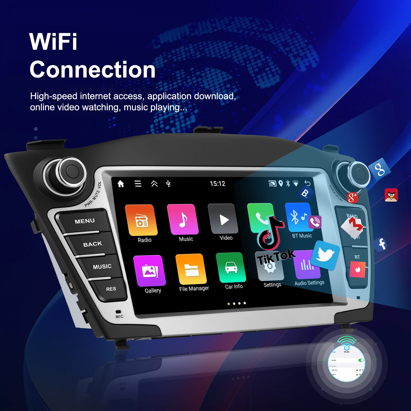 Podofo 7'' 2+64GB Android Car Radio Stereo Wireless Carplay Android Auto Wifi DVR EQ GPS for Hyundai Tucson/IX35 2009-2015 OEM A4251 manufacture