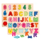 Educational Toy High Quality 3D Wooden Alphabet And Number Jigsaw Puzzle Educational Toy For Kids