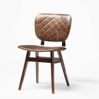 Leather Dining Chair Dining Chairs European Sedia In Legno Scandinavian Wood Industrial Brown Leather Dining Chair