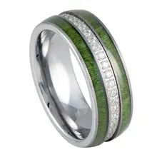 Wholesale price polished cz inlay diamond and wood tungsten men ring wedding band luxury men jewelry wedding band