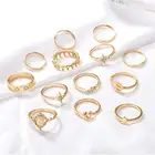 Women Rings 13 Pcs Women Rings Set Knuckle Rings Gold Bohemian Rings