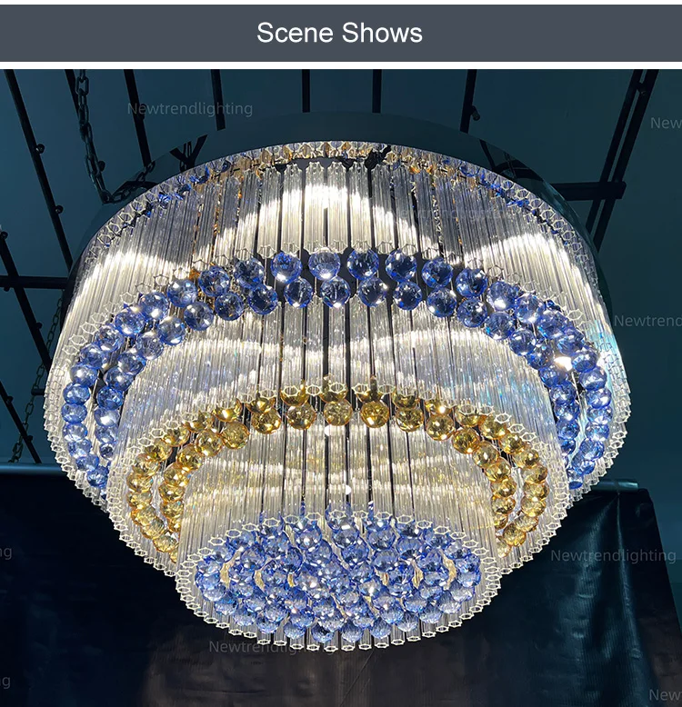CPL-251 Custom Indoor Hotel Lobby Villa Decoration Fixtures Luxury Crystal Chandelier Ceiling Lamp supplier
