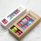 Biscuit Macaron Box Custom New Design White Luxury Biscuit Macaron Paper Box With Transparent Window