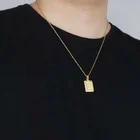 Initial Pendant Pendants A-Z Mens Womens Stainless Steel 18K Gold Plated Square Initial Letter Pendant Necklace