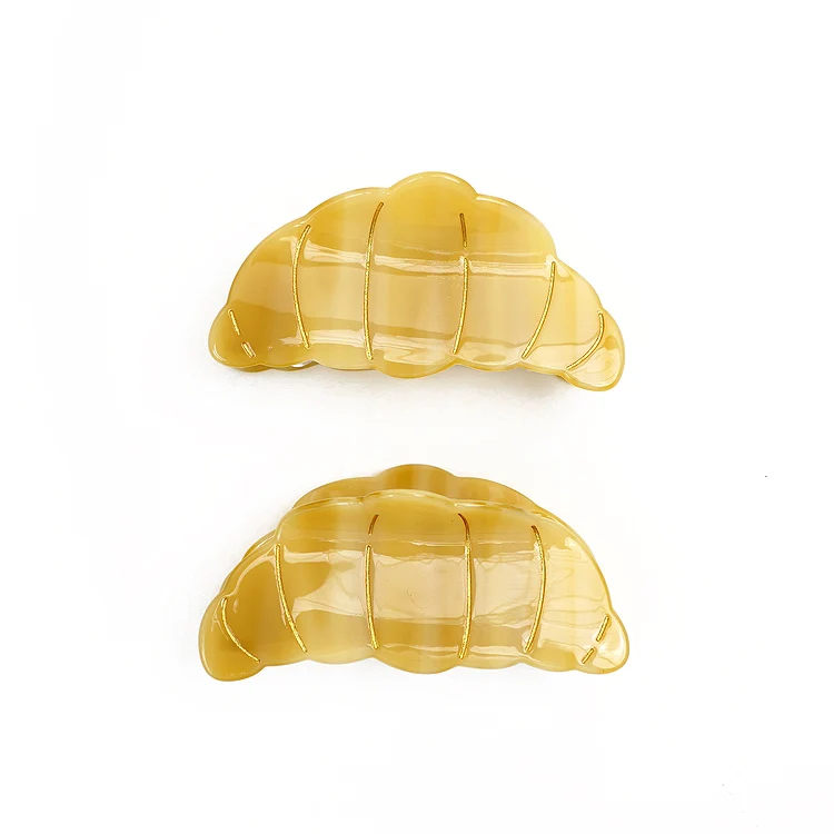 CANYUAN Fashion croissant bread acetate custom hair claw personalized design croissant hair claw clip customization