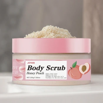 OEM Organic Vegan Honey Peach Body Scrub Whitening Face and Bath Gel Cream with Salt Private Label Glycerin for Adults