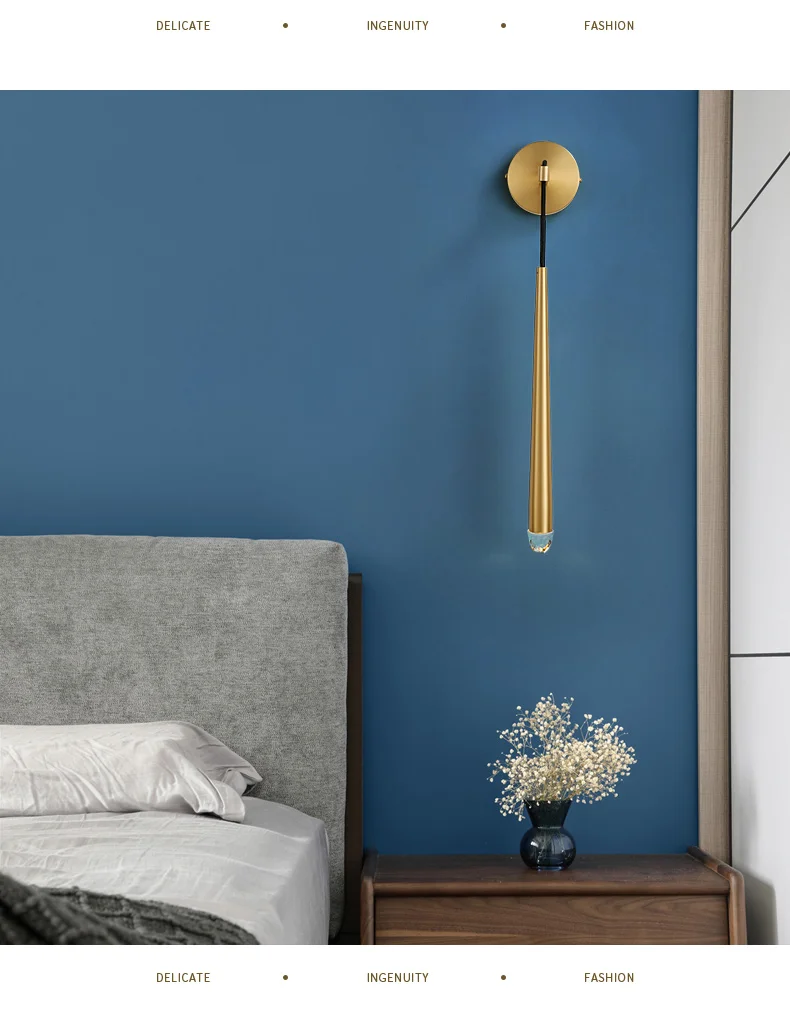 Luxury hotel Copper LED wall lamp Artdecolite nordic bedside wall light