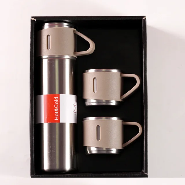 Seaygift 3pcs stainless steel business bullet outdoors portable double wall vacuum cup flask thermos water bottle gift box set