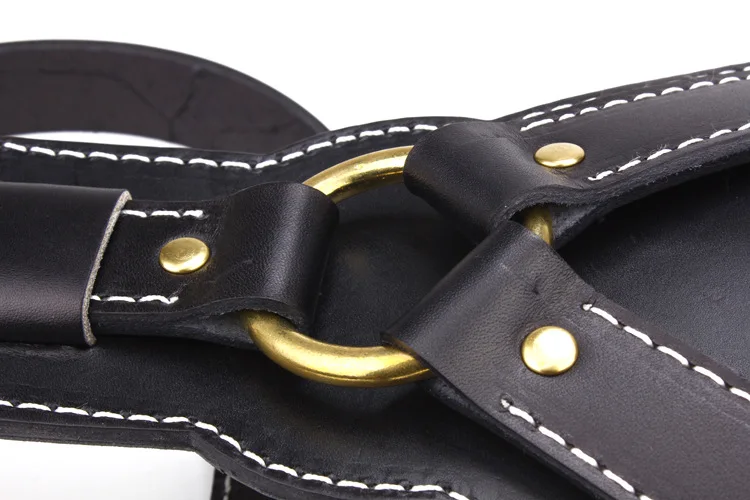 Adjustable Black Cowhide Pet Harness Leather Durable Dog Leash Collar For Large Dogs