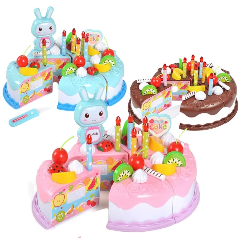 Children's Day Gift Food Toy DIY Pretend Game Cutting Birthday Cake 38PCS Foods 