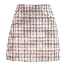 YingTang Women's Plaid Skirt High Waisted Pencil Mini Skirt