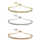 Sterling Silver Silver Bracelet Jewelry 925 Sterling Silver 1 Line Stones Cz Adjustable Women's Bracelet
