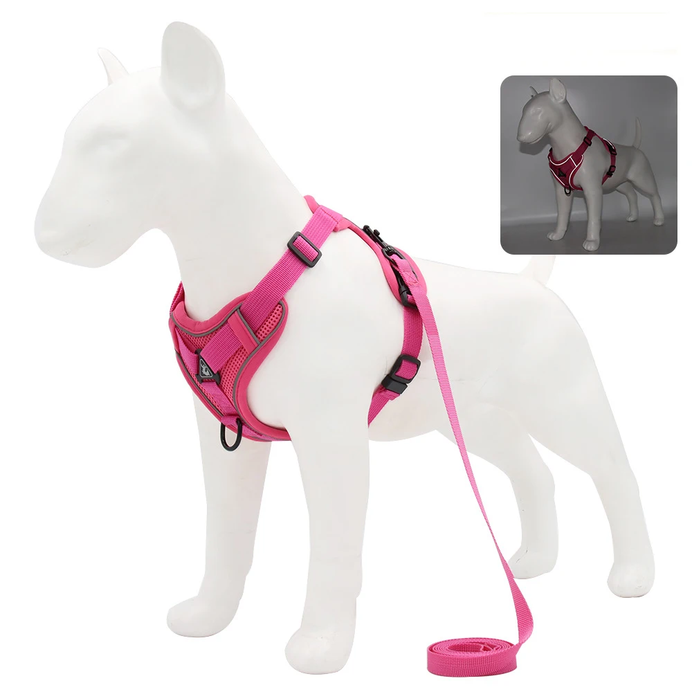 Custom Printed Reflective Mesh Padded Pet Vest Front Clip Large Nylon Adjustable No Pull Dog Harness for Small Medium Large manufacture