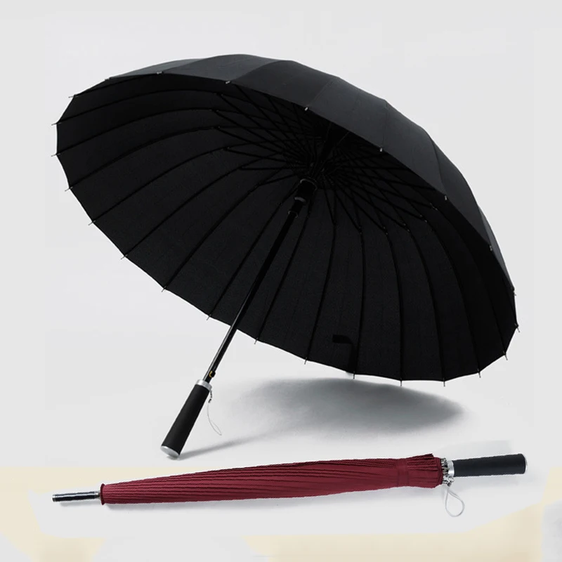 Long Handle Outdoor Umbrella Business Solid Color Windproof Umbrella Household Product Customizable