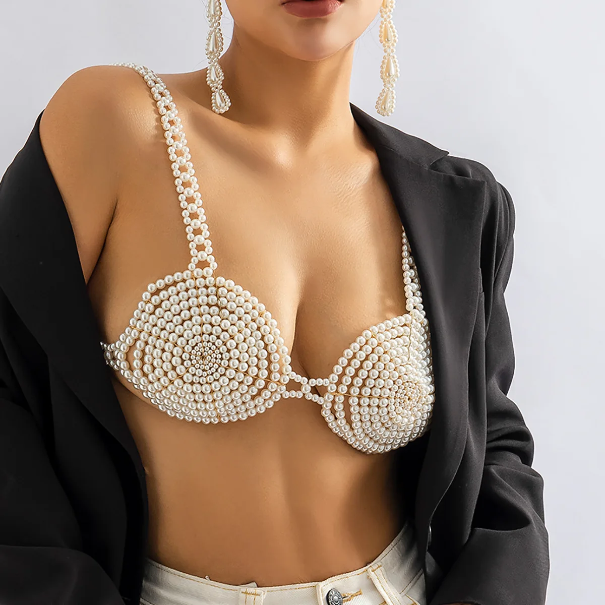 Female Nightclub Sexy Rhinestone Bra Lingerie Jewelry Accessories Luxury Shiny Full Diamond Underwear Sets