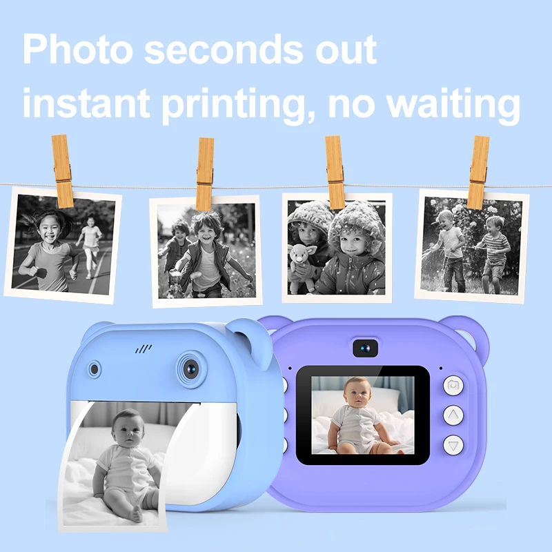 Factory Instant Kids Camera Printer HD Thermal Photo Selfie Video Digital Inkless Printer Instant mini impresora