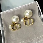 Pearl Earrings Pearl France Style Simulated Pearl C D Letter Earrings For Women Party Wedding Ear Jewelry