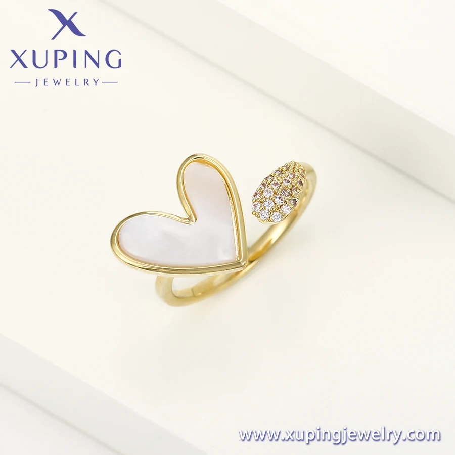 YMR-288 xuping jewelry New design fashion light luxury 14K gold-plated heart-shaped diamond Open ring couple ring