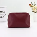 Leather Bag Big Capacity Women Wine Color Pu Leather Cosmetic Bag Zipper Organizer Atificial Leather Bag