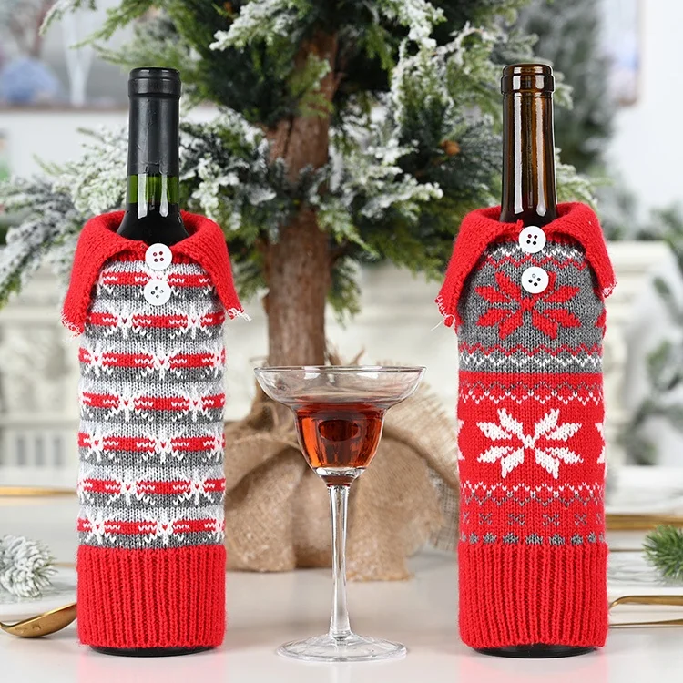 New Product Beautiful Colorful Party Festival Decoration Christmas Red Wine glass cover Bags for Christmas Party Decoration