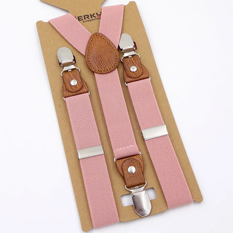 Unisex Children Suspenders 3 Clips  2.5cm wide Clip Straps Adjustable Elastic Back Braces Suspenders