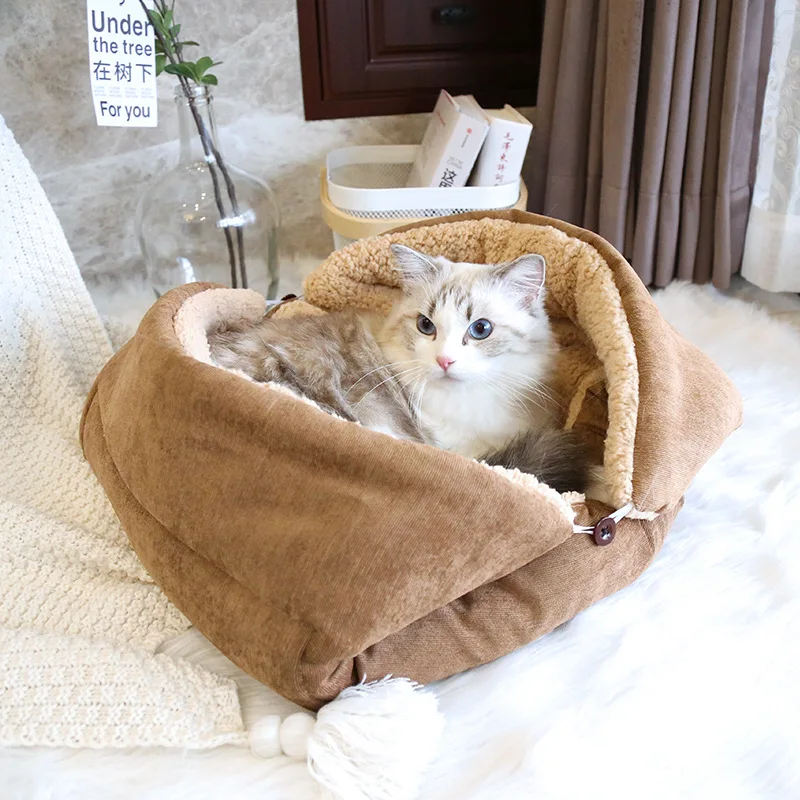 product 3 in 1 multifunction cat bed fluffy foldable cat bed pet bedding mats coral fleece cat nest bed-50