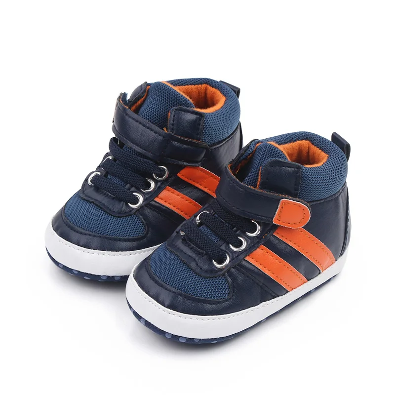 Spring and autumn new 3-6-12 months Bao Bao star stripes fashion cool high top toddler shoes factory