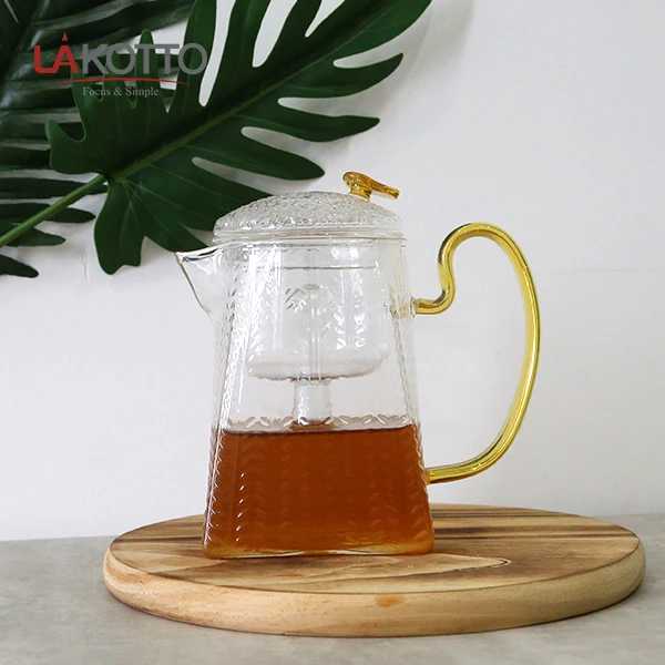 Wholesale Glassware Glass Water Set Food Grade Nordic Drinkware Pitcher Set With Lid Tea Pot