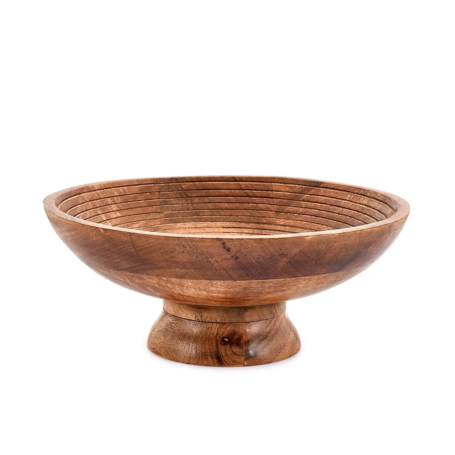 product custom acacia wooden bowl handcrafted pedestal fruit bowl decorative serving bowl for kitchen counter salad bowl-2
