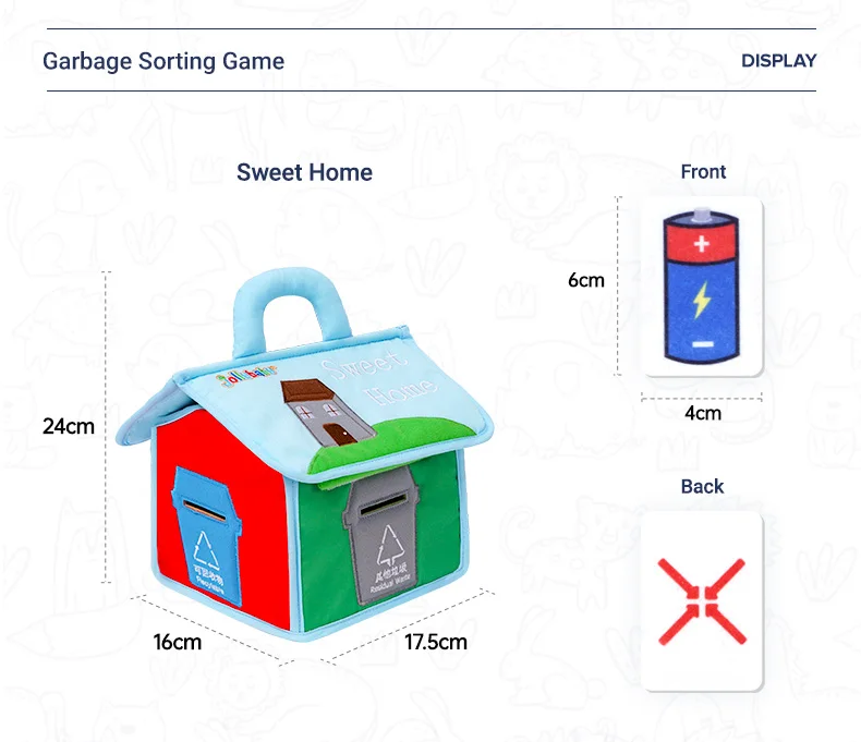 Gabage Classification House Toy Stuffed Plush Life Skill Practice Play
