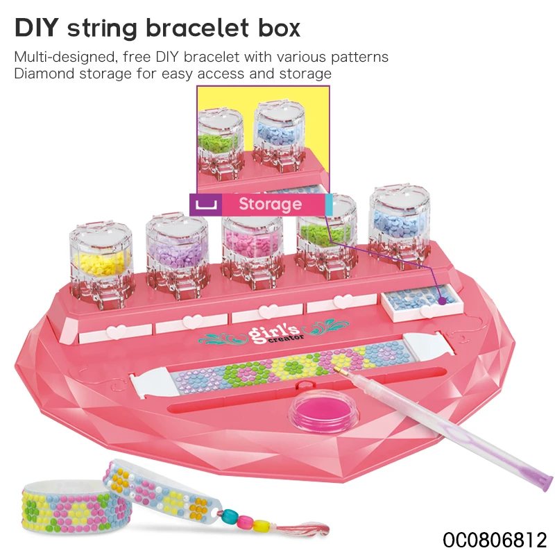 Beads diy toy girls bracelet making kit for 5 years old girl with manual knitting machine