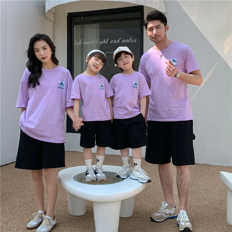 manufacturer Hot selling parent-child t-shirt suit clothing family set short-sleeved t-shirt a family of three or four t-shirts