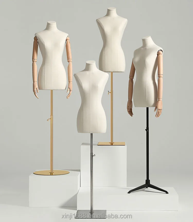 Wholesale Linen Wrapped Half Body Mannequin Female Dress Form Manikin