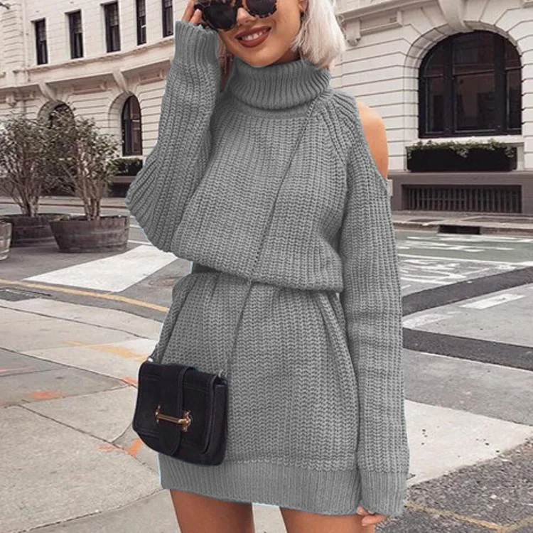 Buy Winter Plain Sweater Dress,Knitting 
