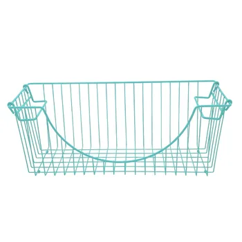 Custom Size Metal Iron Wire Laundry Fruit Vegetable Storage Stackable Basket With Handle