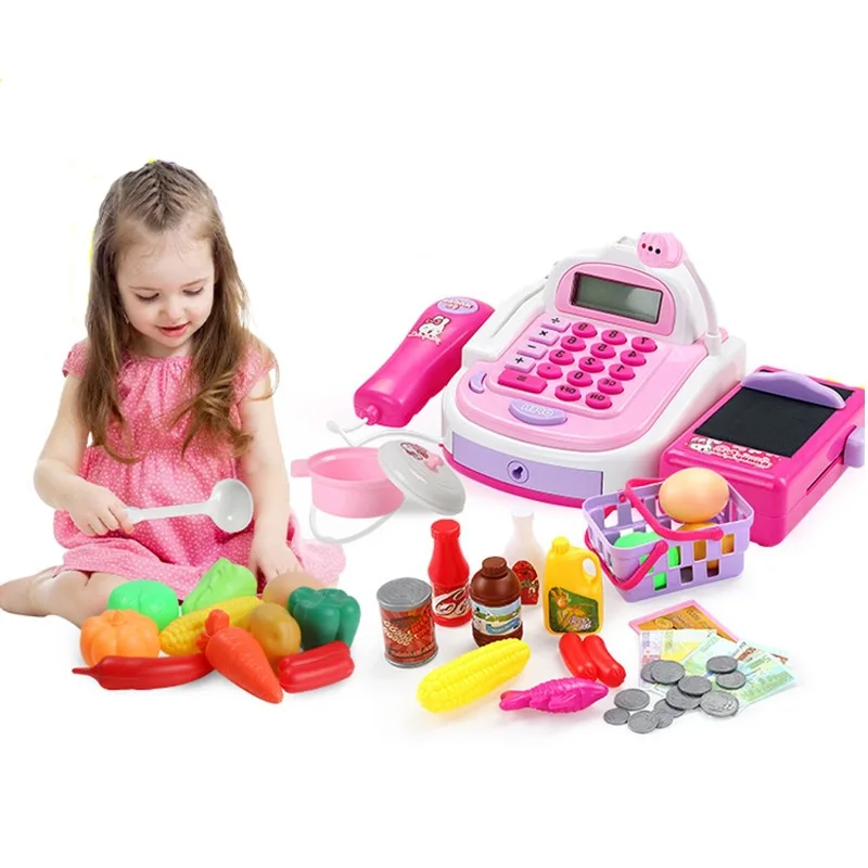 High Quality Pretend Play Cash Register Play House Simulation Supermarket Toy For Girls and Boys