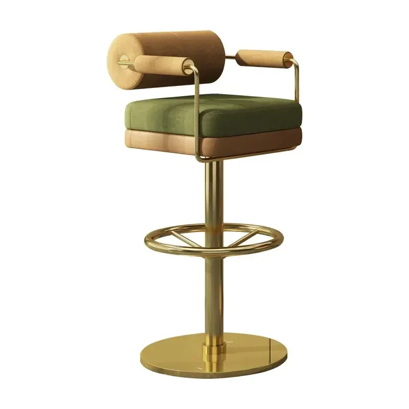 Luxury Modern High Back Counter Barstool Metal Bar Chair Fabric Bar