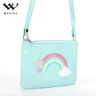Blue Bag Custom Made Fashion Sky Blue Christmas Kid Mini Pu Crossbody Messenger Bag