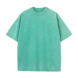 5$ Vintage 270gsm 100%Cotton Washed Blank Custom Logo Stock Shirts Oversize Streetwear High Street Man Casual Tee Men's T Shirts