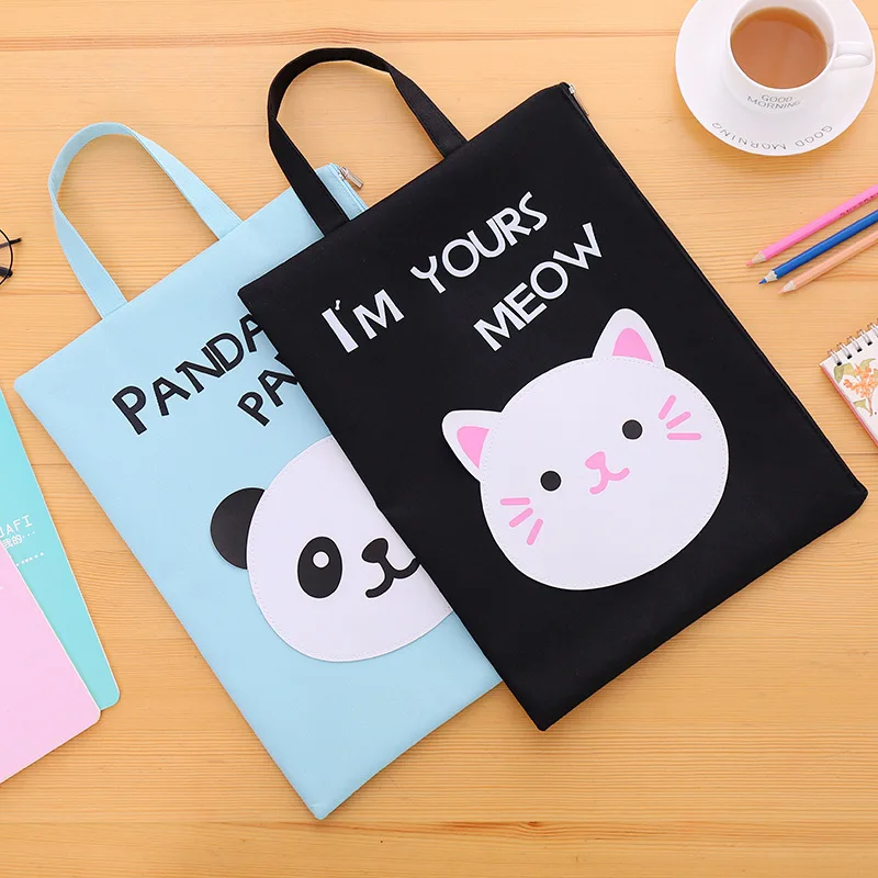 Custom Korean cute animal A4 B4 zip bag creative stationery storage file bag