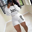 Pants Cowinner Women 2 Piece Set Outfits Rib-knit Long Sleeve Queen Tops Bodycon Short Pants Tracksuit Set