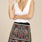 Ethnic Skirt Embroidery Skirt 2021 Latest Design Ethnic High-waisted Floral Embroidery A-line Mini Skirt STE-095