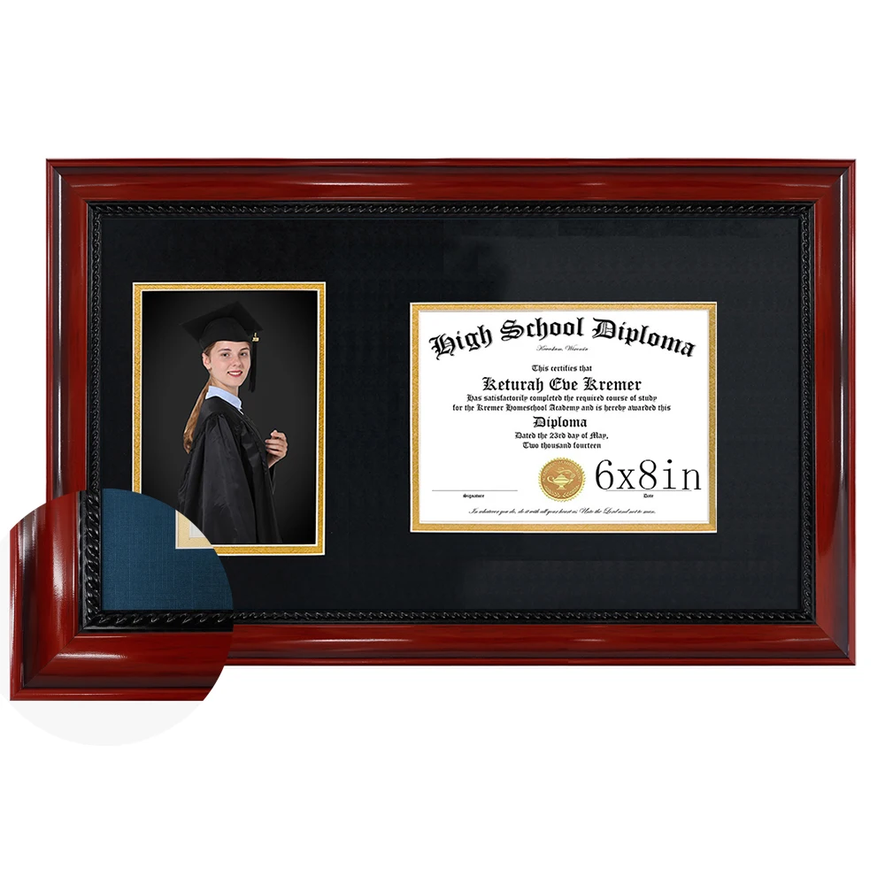 Multiple size options for solid wood diploma frames Sustainable wooden certificate frame display options