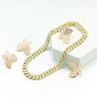 Hip Hop Jewelry Mens Iced Cuban Chain Brass Butterfly Cuban Link Chain Bracelet
