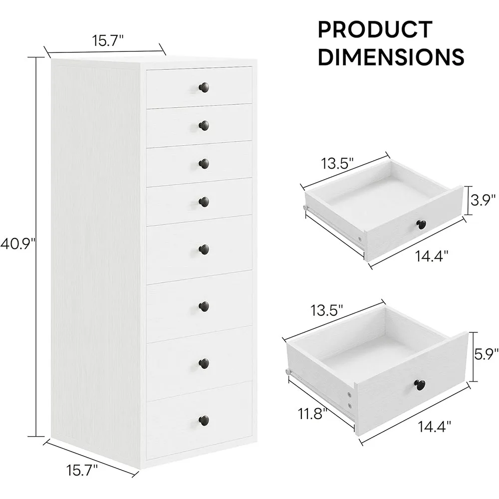 product modern 8 drawer dresser for bedroom tall narrow wood chest of drawers with storage organizers-4