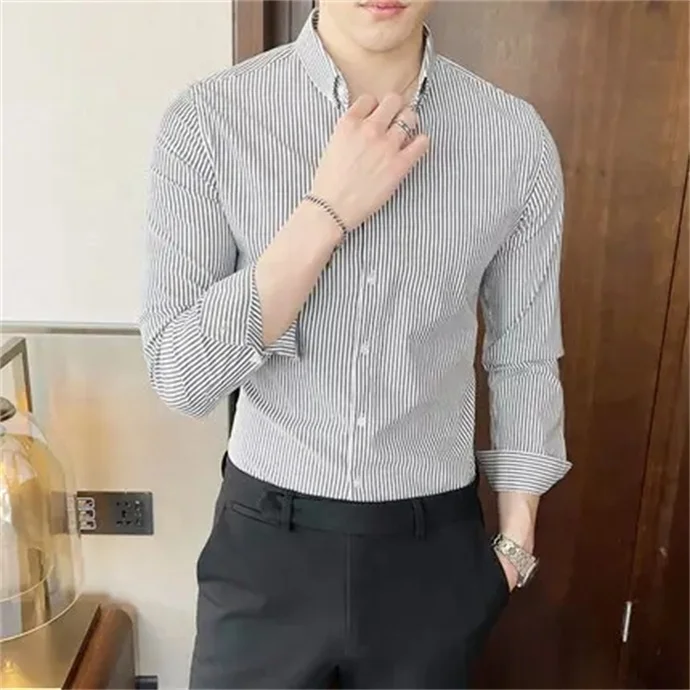 Wholesale high quality spring and autumn new lapel printed shirt casual slim long sleeve men's shirt