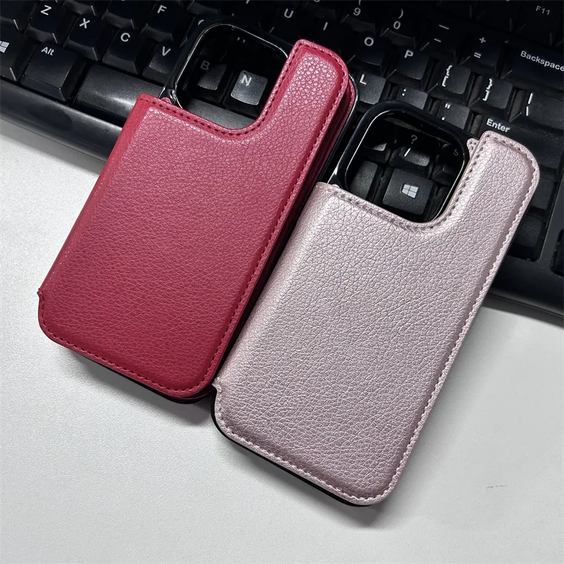 High Quality 2 in 1 PU Leather Phone Case For iPhone 15 14 13 12 Pro Max Magnetic Card Holder Wallet Phone Cover