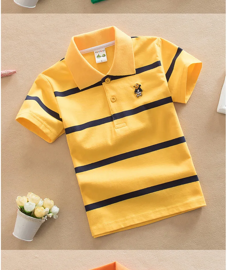 Child Polo Cotton Toddler Polos T Shirt Short Sleeve School Boy Kids